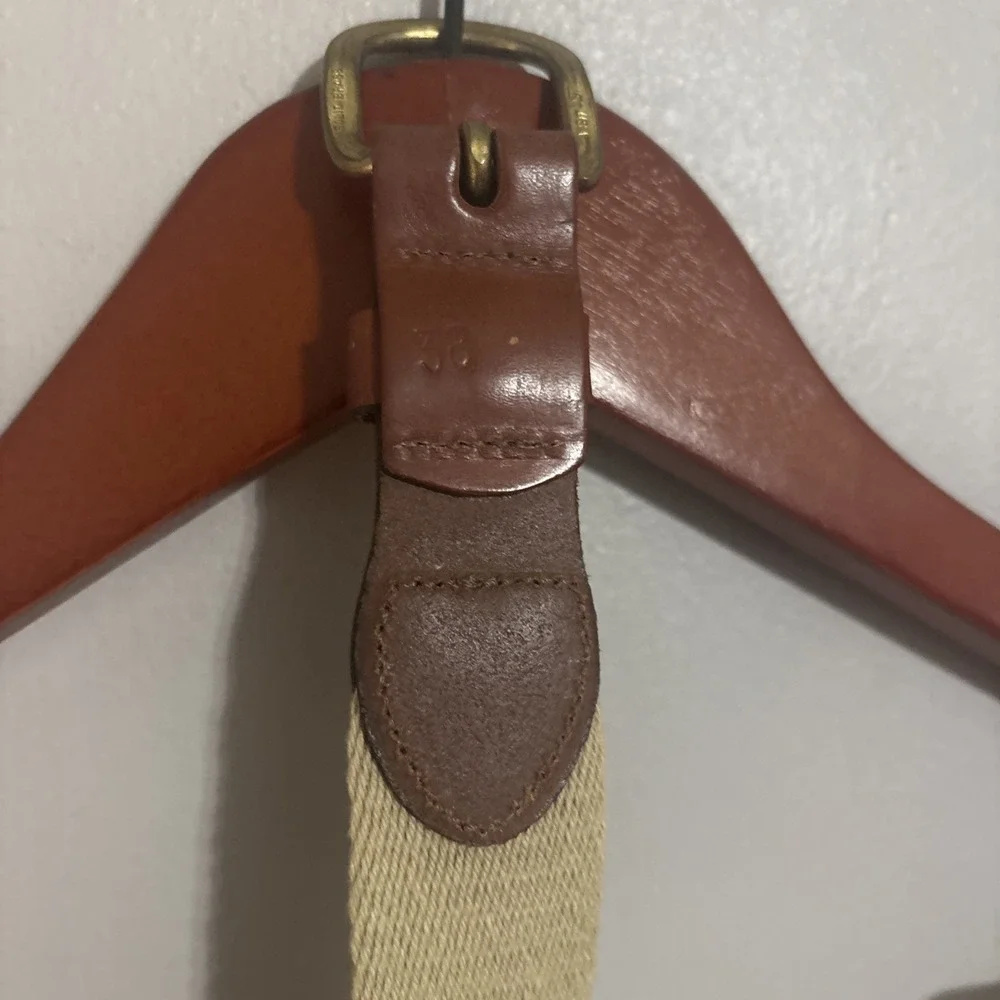 Punk Salmon Fish Web‎ Canvas Belt Leather Buckle Size 38 USA Brass